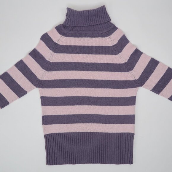Vintage 90s X-Mail Purple Striped Turtleneck Sweater - Picture 4 of 7